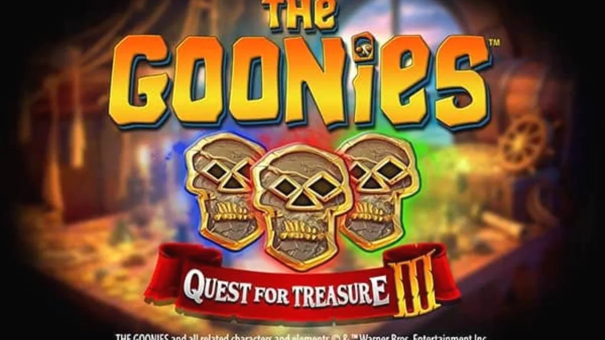The Goonies Quest for Treasure 3 slot game interface with pirate treasure theme
